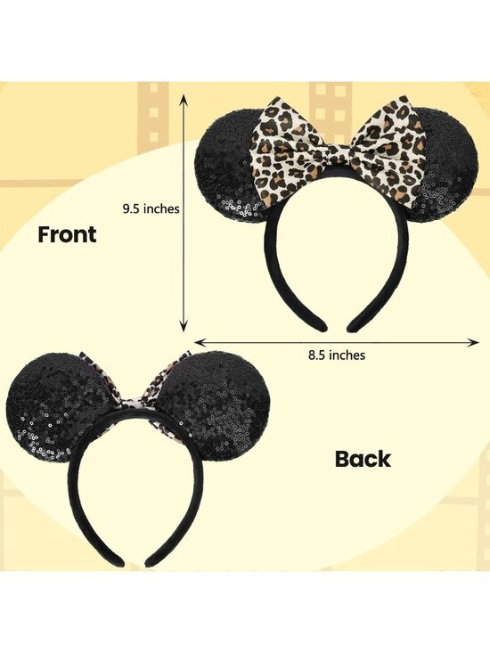 Kids Girls Black Sequin Bow Mickey Mouse Hair Headband for Cosplay